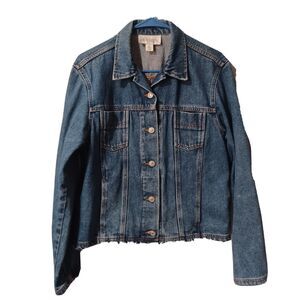 Casual Corner Annex Womans Jacket Jean Denim Pockets Short Blue Size Medium M